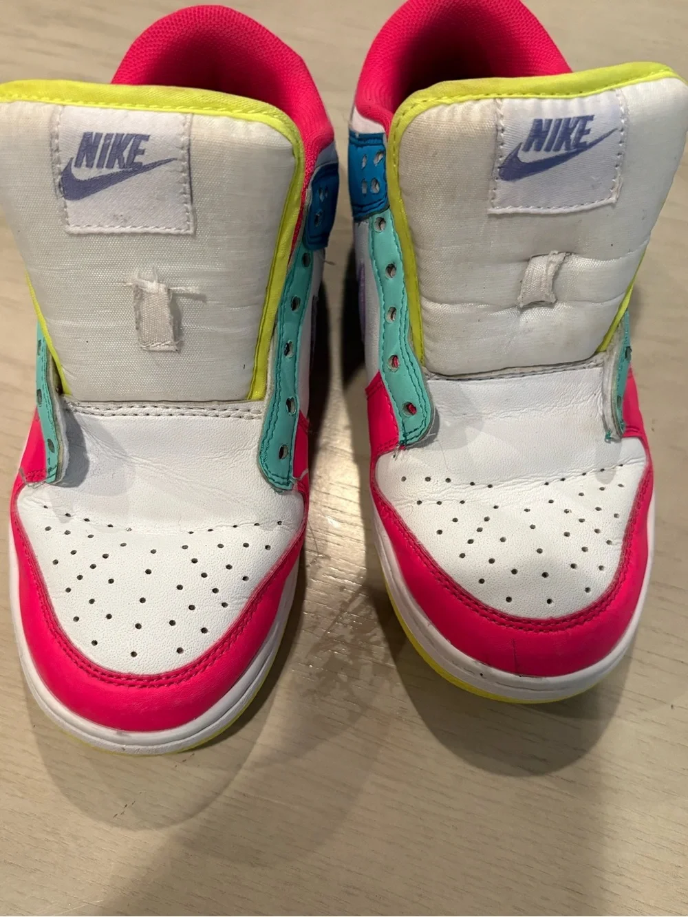 Nike Kids Colorblock Low-Top Sneakers - White, Pink, Blue, Purple, Neon Yellow